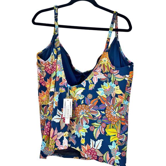 Bleu by Rod Beattie Floral Printed Tankini Top Multi Navy Size 22 Plus NWT - Picture 4 of 9